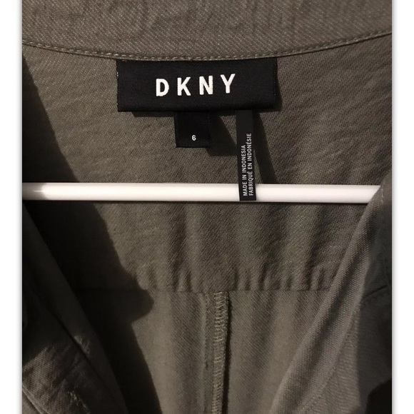 DKNY Womens Button Front Drawstring Jumpsuit Olive - Picture 5 of 5